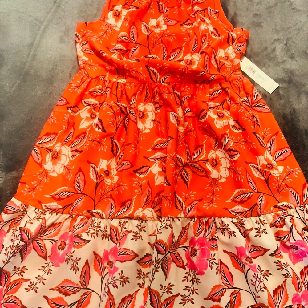 Eliza J Orange and Pink Floral Dress